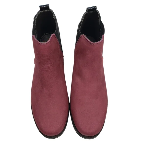 Marc JosephNIB Williamsburg Bootie Wine Nubuck Leather Pull On Boots Girl 3.5